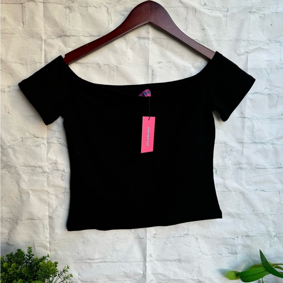 Edikted Trixie Black Off Shoulder crop Top size small new with tags - Picture 7 of 9